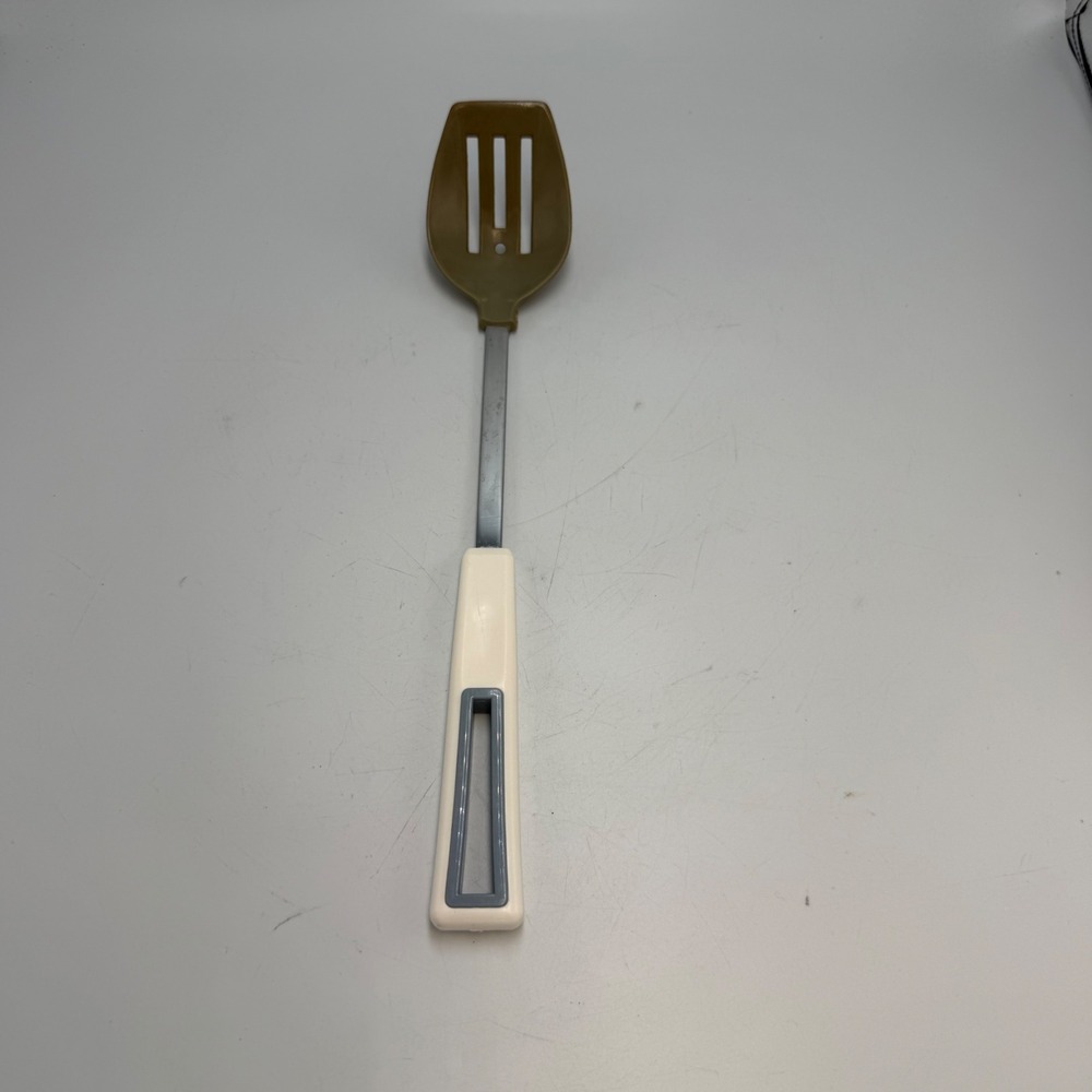 Vintage Hoan Slotted Spatula Turner Nylon Head Stainless Steel White Handle